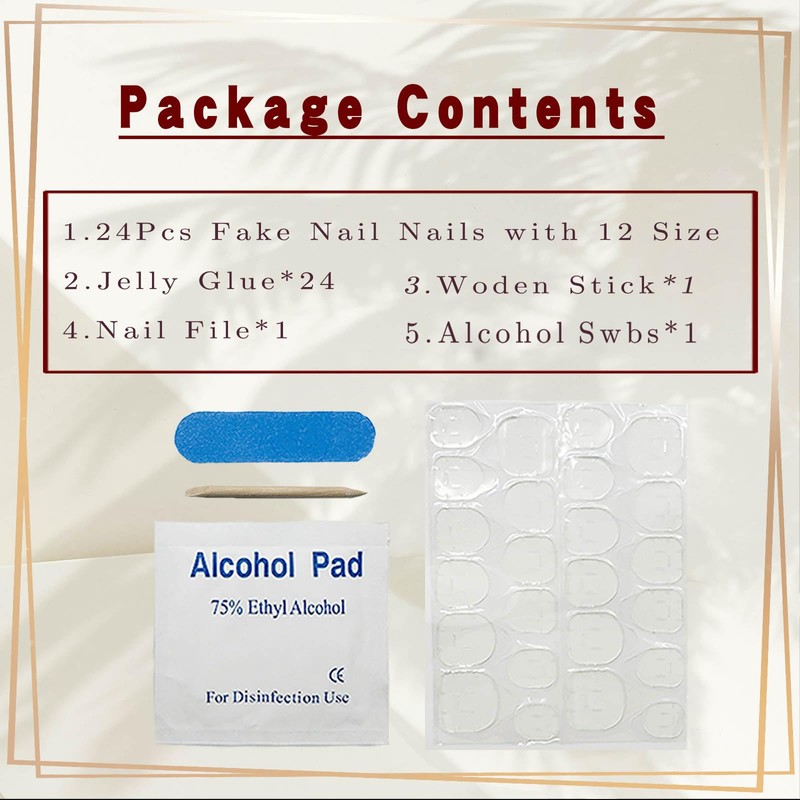 Spring Press on Nails Medium Coffin Fake Nails Flower Stick