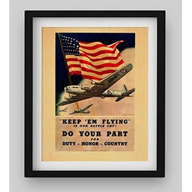 "Keep 'Em Flying-Do Your Part"- U.S. Air Force Vintage Poster Print- 8 x 10" Wall Decor-Ready To Frame. Antique Recruitment Poster. Retro Military Decor for Home-Office. Perfect Gift for All Airmen.