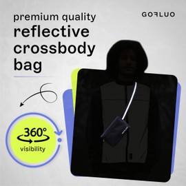 GOFLUO Harper 2.0 Waterproof Waiste Pack Bag - Black Reflective Fanny Pack - Versatile Hip or Shoulder Bag with Reflective-Fluo Strap - Velcro-Free