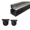 Natotela Slot Channel Drain with 304 Stainless Steel Grate-39.4Lx6.1Wx8.6H in.