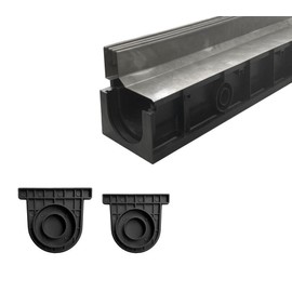 Natotela Slot Channel Drain with 304 Stainless Steel Grate-39.4Lx6.1Wx8.6H in. Deep Profile Trench Drain System for Landscaping,Trench Drain for Patio,A15 Hidden Channel Drain with Metal Grate