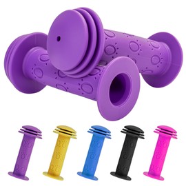 CycForge ​​Bike Handlebar Grips - Soft Non-Slip Kids Universal for Boys Girls, Paw Print & Solid Colours, Bike, MTB, Scooter Grip​​（Purple）