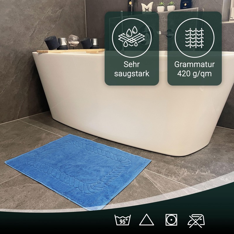 ZOLLNER Set of 2 bath mats, 100% cotton, approx. 50
