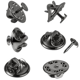 JANYUN 120 Pairs Silver Butterfly Clutch Tie Tacks Pin Back Metal Locking Replacement with 4mm Width Blank Pins for Craft Making (4mm, Black)