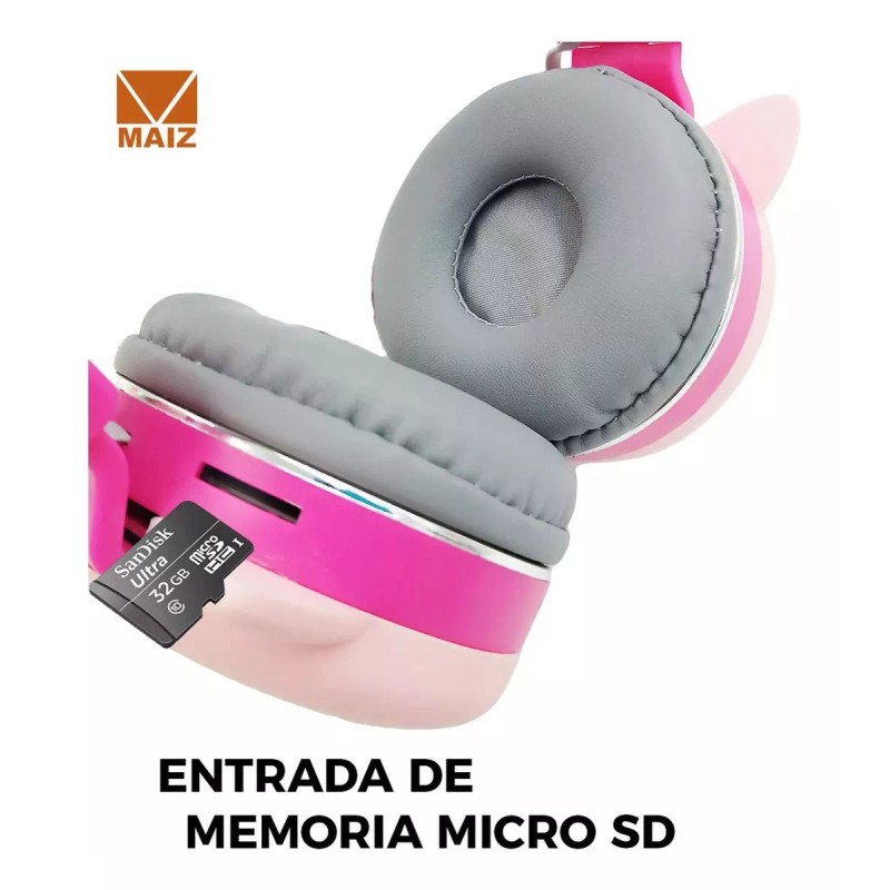 Maíz 4x3 Audifonos Bluetooth Inalambrico Kawaii Diadema Stereo