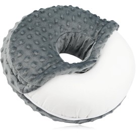 BNRendles Ear Piercing Pillow Removable Cover for Side Sleepers Ear Pain Luxury Cnh Ear Pillow with Holes Washable Side Sleeping Pillows Support Head, Minky Dot Dark Gray