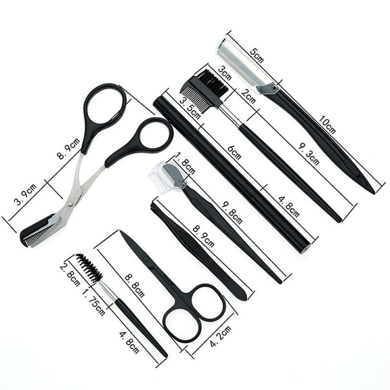 Perfect Eyebrow Set - 9 Pieces with Tweezers, Brow Pencil,