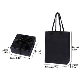 2 Pack 8× 8× 4.5cm Small Gift Boxes for Jewellery, Black Jewellery Gift Box with Bow-Knot, Earring Bracelet Necklace Gift Boxes with Lids for Gift Presents(Black)