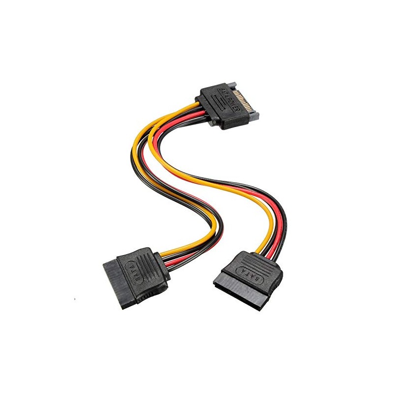 Multibao 15 Pin Sata Male to 2 Sata Female Power
