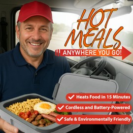 Hot Bento Portable Self-Heated Lunch Box & Food Warmer – Stainless Steel, Cordless & Battery-Powered, Heats in 10 Minutes, Ideal for Travel, Office, School & Outdoors (Titanium/Utensils)