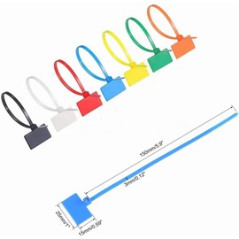 YSTrillion Cable Ties Pack of 250 Cable Ties Tags Colourful Cable Tie Labels Cable Tie Labels Self-Locking Cable Clamp with Tags for Home, Office, Garden, Garage 3 x 150 mm