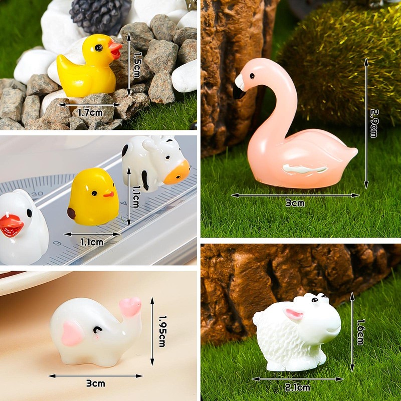 Skylety 100 Pcs Mini Resin Animals Figures Tiny Resin Animal