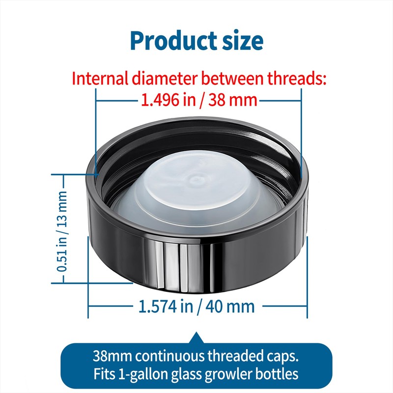 Hufopik 6 Pack 38mm Growler Caps, Beer Bottle caps Compatible