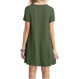 MOLERANI Women's Casual Plain Simple T-Shirt Loose Dress(Army Green,M)