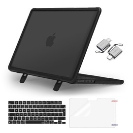 MOSISO Compatible with MacBook Pro 14 inch Case 2025 2024-2021 M4 M3 M2 M1 A3112 A3185 A3401 A2918 A2992 A2779 A2442, Heavy Duty Hard Cover Fold Kickstand&KeyboardSkin&ScreenFilm&Type C, Black