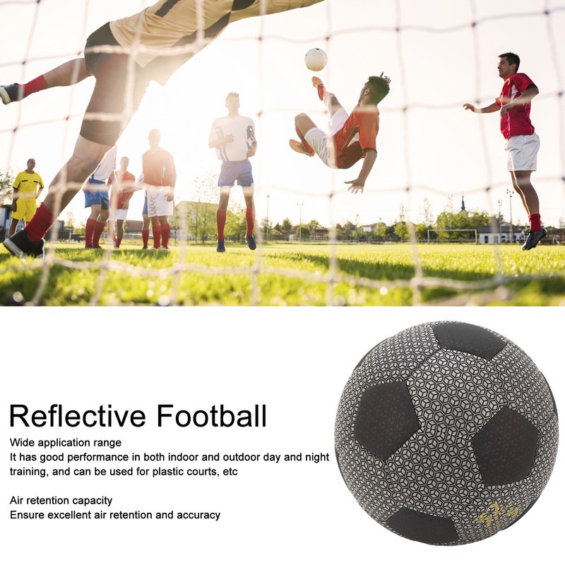 Luminous Glowing Football Holographic Reflective PU Machine Stitched Night Glowing