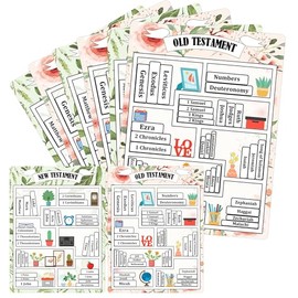 12 Pack Books of The Bible Stickers 6.6 x 4.8 Inch Old and New Testament Book Reading Shelf Sticker Christian Tracker Dashboard Labels for Women Man Study Supplies (Plant)
