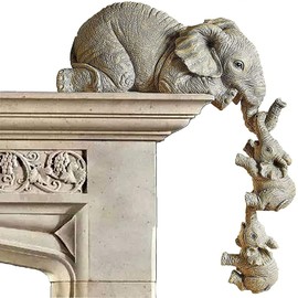 mohito Resin Figurines Elephant Set Decorative Statues Mother Elephant And 2 Baby Elephants For Home Office Craft Decoration