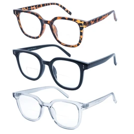 Ryegis 3 Pack Bifocal Reading Glasses,Blue Light Blocking Computer Readers for Women,Anti UV Ray Filter Eyeglasses 1.75