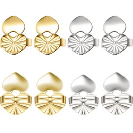 Dorkis 4 Pares de Levantadores de Oídos Ajustables, Earring Backs, Earring Lifters, Seguros para Levantar el Lóbulo de la Oreja, Elevadores de Aretes Ajustables