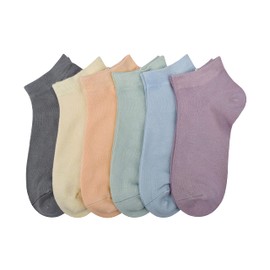 Sakusock Calcetines Deportivos Tobilleros de Corte Bajo para Mujer, 6 Pares Multicolor Talla 3-7 8-11, Bambú Rayón y Costuras Planas, Absorbe Humedad y Antideslizante