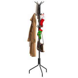 FILWH Coat Rack Freestanding Coat Tree Standing Coat and Hat Hanger Jacket Organizer Rack Metal,18.3" L x 18.3" W x 71.5" H, Black