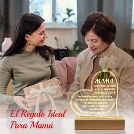 Petalsun Regalos para Mamá - Engraved Wooden Base Lamp, Regalo de Cumpleaños para Mamá Mujeres, Gifts for Mom from Daughter Son