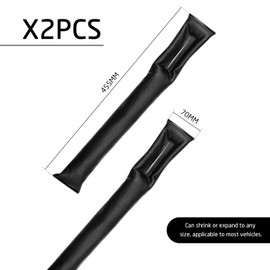 Two Pieces Black Car Inner Seat Gap Filler, Handbrake Gap Filler, Interior Universal PU Leather Car Seat Cushion Gap Gasket, Inner Seat Edge Gap Card Leakproof Pad, Suitable for All Vehicles