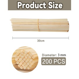Pack of 200 Cotton Candy Sticks Square 30 cm x 3 x 3 mm Candy Floss Sticks Square Sticks Bamboo Sticks for Cotton Candy Machine Natural Bamboo Wood for Woodworking, Art Projects & DIY