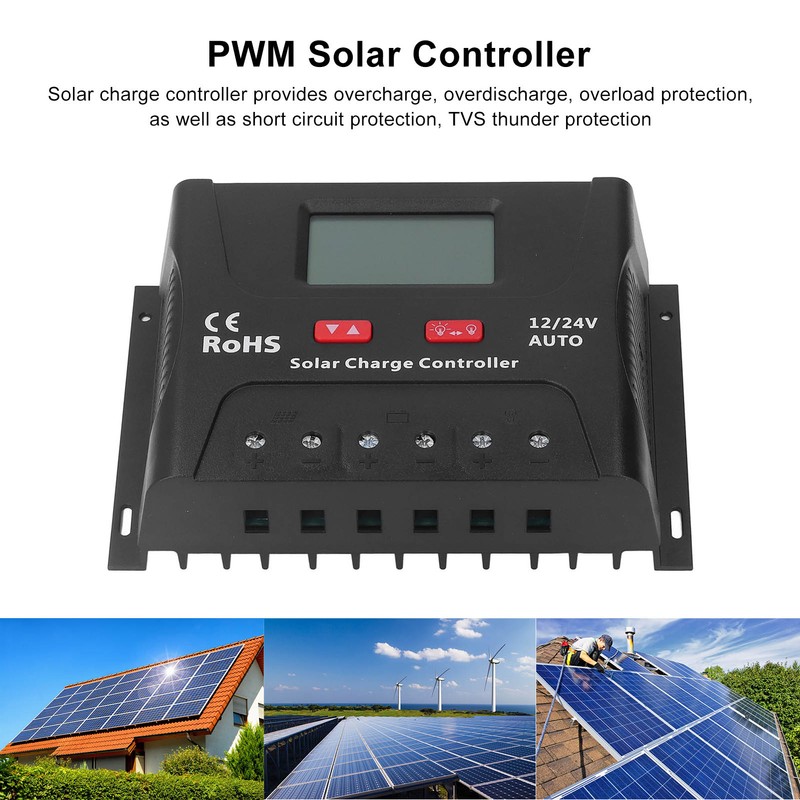 Solar Charge Controller PWM 60A Smart 12V 24V Automatic Identification