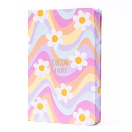 evelay 2026 Diary A5 Day to Page Full Year Planner Desk Hardback Luxury Printed Edges (Groovy)