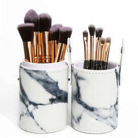 SEPROFE Marble Makeup Brushes Set 10pcs Make Up Brush Kit Professional Organizer Holder Foundation Face Powder Blush Concealer Blend Highlighter Eyeshadow Eyeliner Brush Premium Synthetic Cosmetics Tools