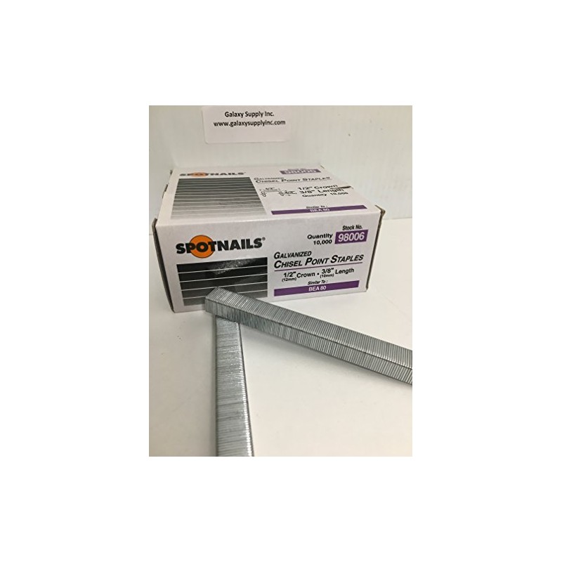 Spotnails 98006 Similar BeA 80 Series 1/2" Crown Staples 3/8"
