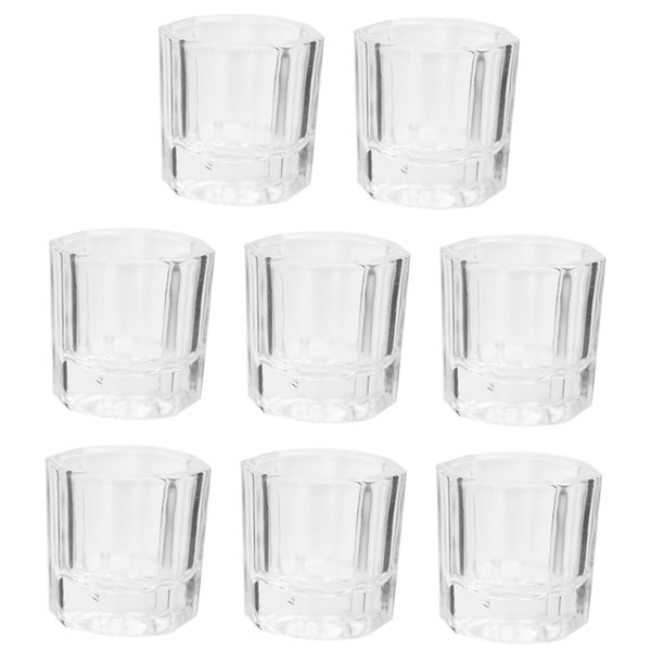 TOVINANNA 8Pcs Nail Art Cleaning Cups Elegant Glass Manicure Accessory