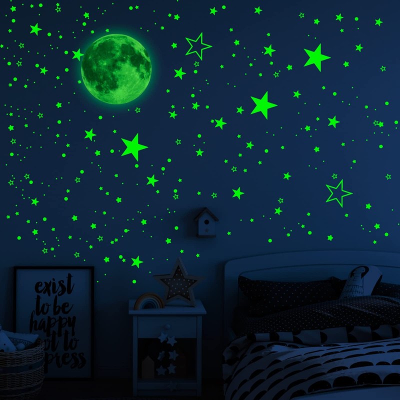 Copeflap 1049 Pieces Glow Star Wall Stickers Glow in the