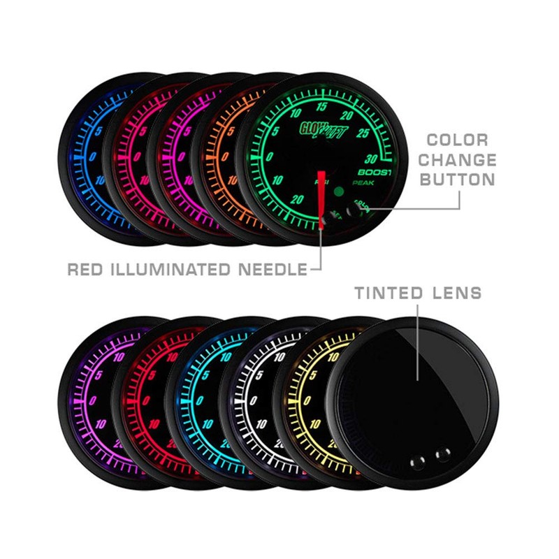 GlowShift Elite 10 Color 280 F Water Coolant Temperature Gauge