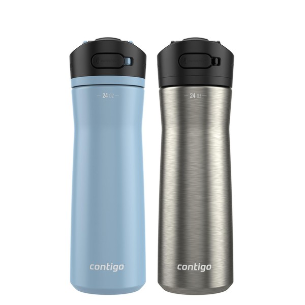 Contigo Ashland Chill 2.0 Water Bottle, 24 oz, 2-Pack, Glacier;