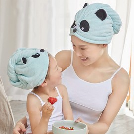 Cysocool Anti-Frizz Children's Microfibre Hair Turban with Button, Girls Quick-Drying Hair Drying Towel Turban Soft Hair Towel Absorbent Twisted Turban Head Towel Hat for All Hair Types