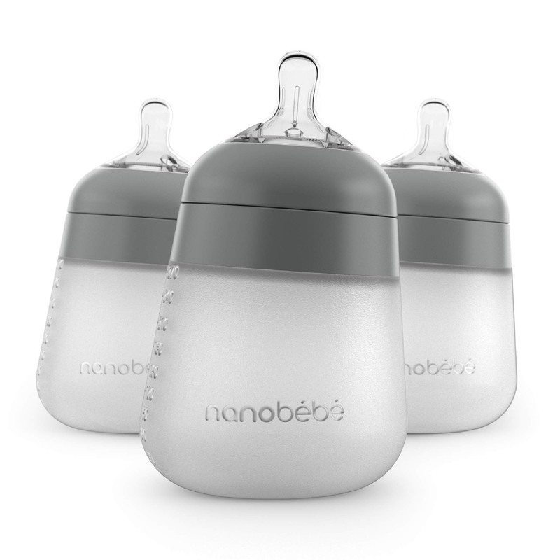 Nanobebe Flexy Silicone Baby Bottle, Anti-Colic, Natural Feel, Non-Collapsing Nipple,
