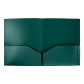 LUXPaper Poly Folders - Heavy Duty Two Pocket Folders for School, Documents, Classrooms, Homeschool Supplies, 0.23 Forest Green Folder - 50 Pack - PF-0913-GN-50