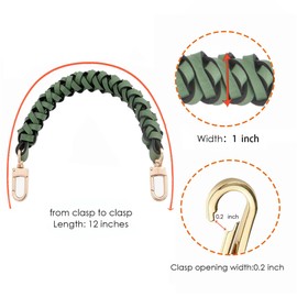 Genuine Leather Braided Handle compatible with Neonoe Strap for Metis Noe BB NM Beaubourg Hobo (Green)