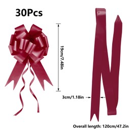 Prmape Pack of 30 Gift Bows Deep Red, Bow Wedding Gift, Car Bows for Wedding, Drawstring Poly Ribbon, Decorative Bow for Wedding, Birthdays, Gift Wrapping, Car Decoration Bags, Sugar Bags