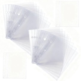 HUIKKJP A8 3-Ring Refill Seal Binder Personal Organizer, Set of 20, Waterproof and Ultra Lightweight with Transparent Pocket