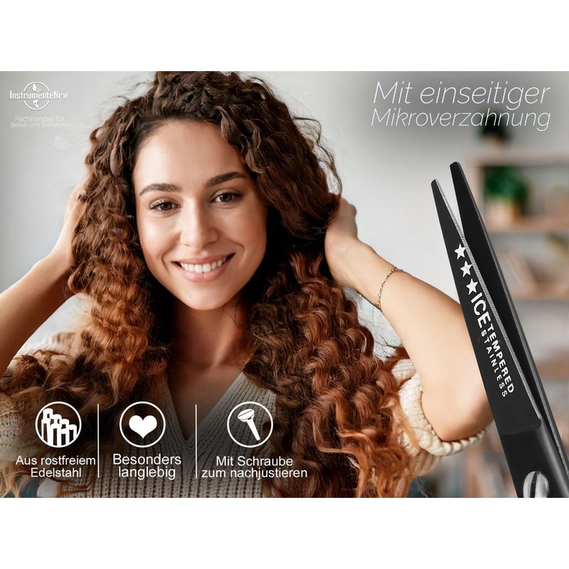 Premium Hairdressing Scissors with Micro Teeth - Finger Rest -