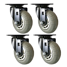 Headbourne 4 Pack 4" Designer Casters - Soft Rubber Non-Marking Wheels with Chrome Spokes & Black Swivel Plates - 22 lb Capacity per Caster - for Furniture, Carts & Industrial Use