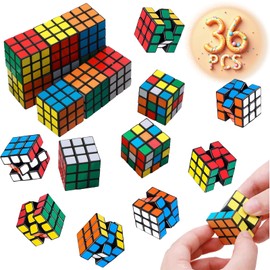 36 Pack Mini Cubes Bulk, 3x3 Magic Puzzle Cubes 1.18in, Fidget Toy, Brain Teasers, Stress Relief, Party Favors, Birthday Gifts, Educational Toys for Kids & Adults, Boys & Girls, Easter Basket Stuffers