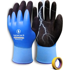 SarmourX Insulated Gloves, 1000 V Work Gloves, Professional Electrician Work Gloves, Insulated 1000 V Waterproof Rubber Gloves, Anti-slip, Flame-retardant, Multi-Functional Durable Gloves for Work and