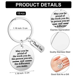 Yinkin 45 Pcs Employee Appreciation Gifts 15 Inspirational Keychain Motivational Keychains 15 Heart Stress Balls Smile Face Foam Balls 15 Organza Bag Inspirational Gifts for Employee Coworker Teacher