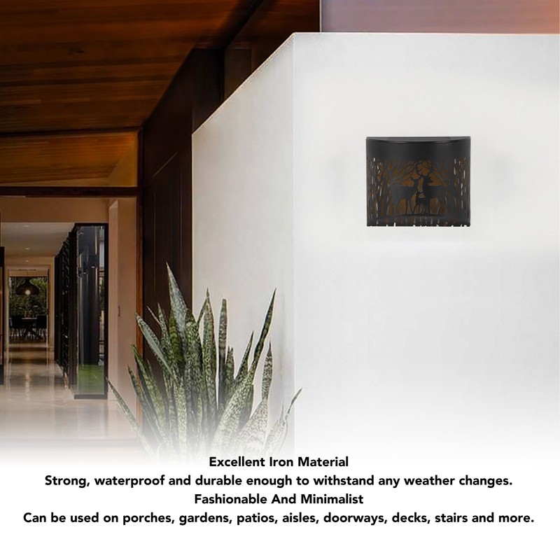 Outdoor Wall Light Solar Powered Wall Mounted Plastic and Iron