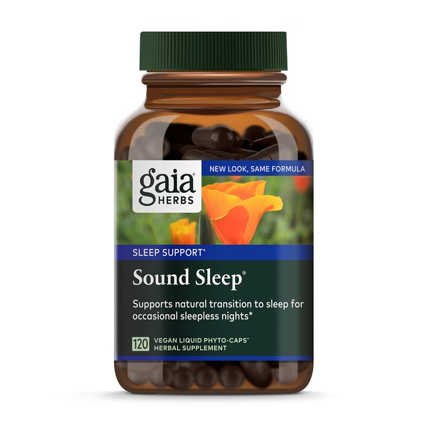 Gaia Herbs Sound Sleep - Natural Sleep Support to Promote Calm & Relaxation to Support Restful Sleep - with Valerian Root, Kava, Passionflower & More - 120 Vegan Liquid Phyto-Capsules (40-Day Supply)